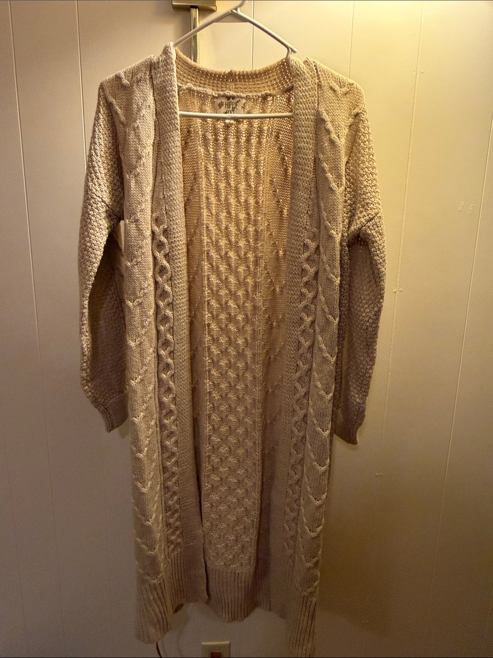 Hippie Rose Cream Cable Knit Long Cardigan
